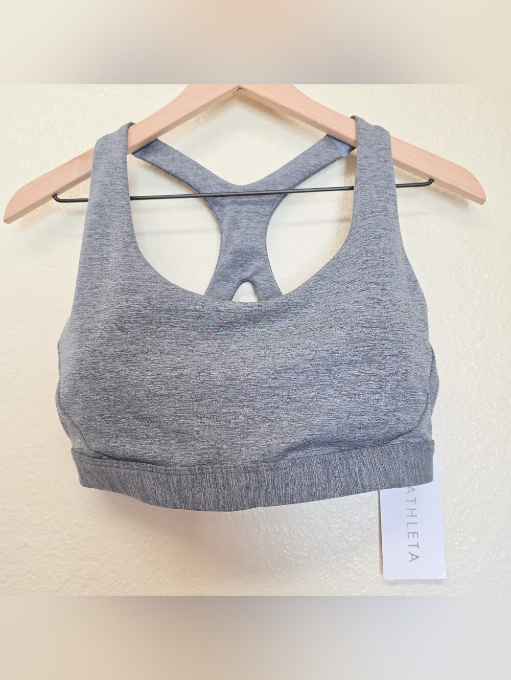 Athleta Women ULTIMATE Supersonic Gray Sports Bra Racerback Wireless Sz XL